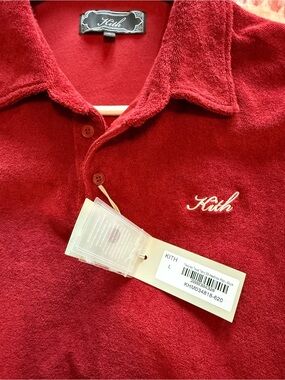 Kith Kids Red Terry Polo with Embroidered Logo